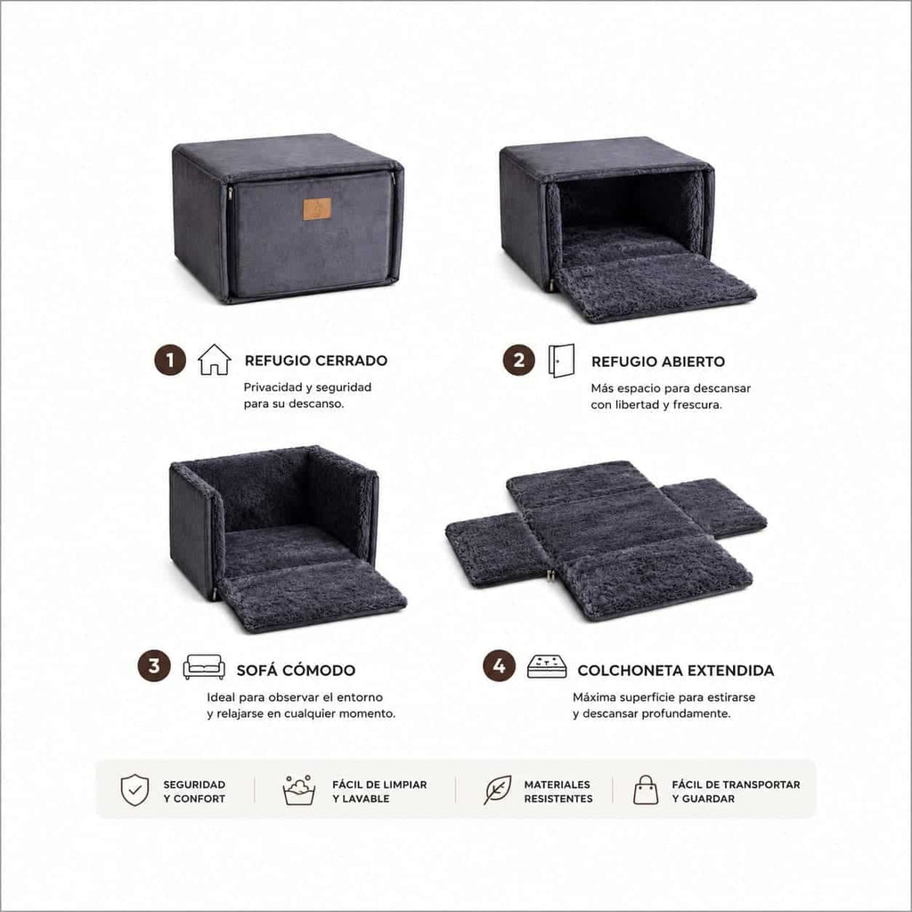 BED BOX – Cama tipo caja para perros y gatos  Súper suave y lavable