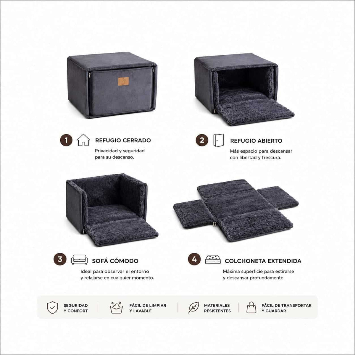 BED BOX – Cama tipo caja para perros y gatos  Súper suave y lavable