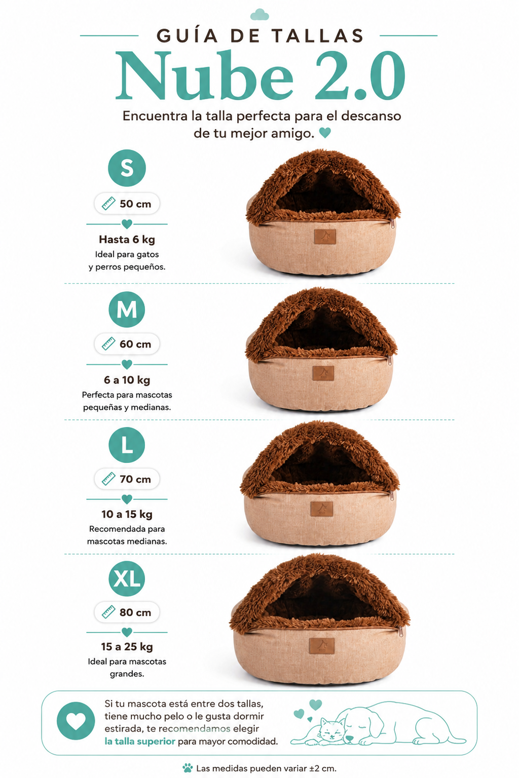 CAMA TIPO NUBE 2.0 – Cama cueva 2 en 1 para perros y gatos pequeños y medianos