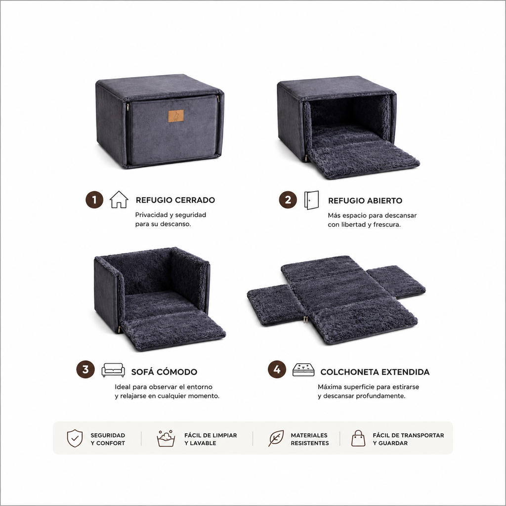 BED BOX – Cama tipo caja para perros y gatos  Súper suave y lavable